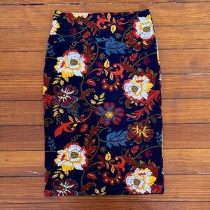 LuLaRoe Floral Pencil Skirt - Navy and Multicolor